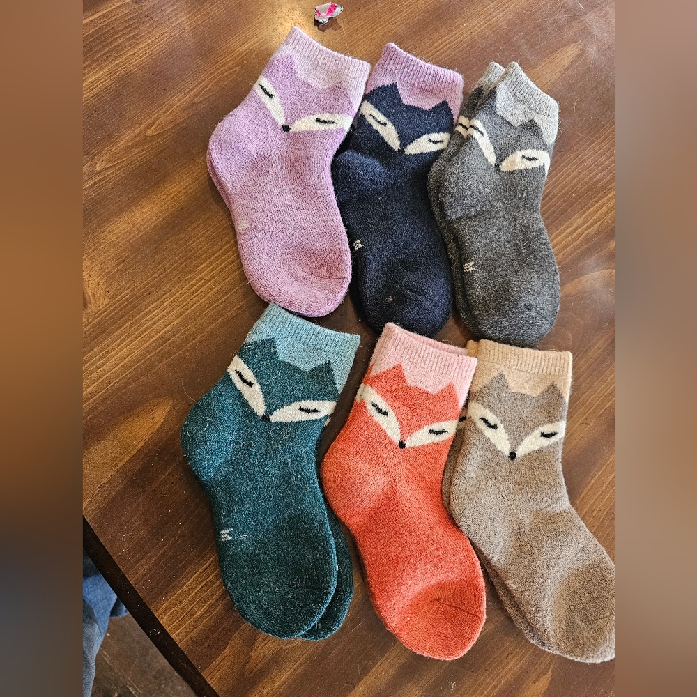 Colorful Animal Face Socks Set  Girls 6-8